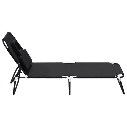 Folding sun lounger oxford fabric/black powder coated steel