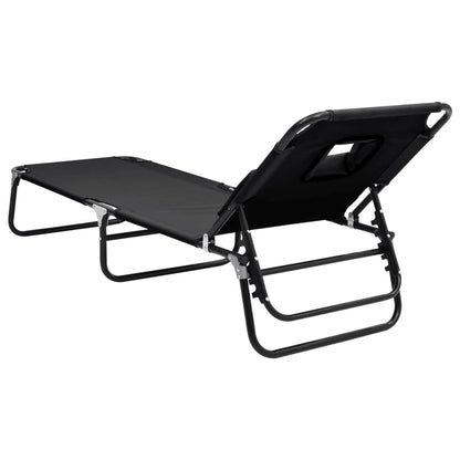 Folding sun lounger oxford fabric/black powder coated steel