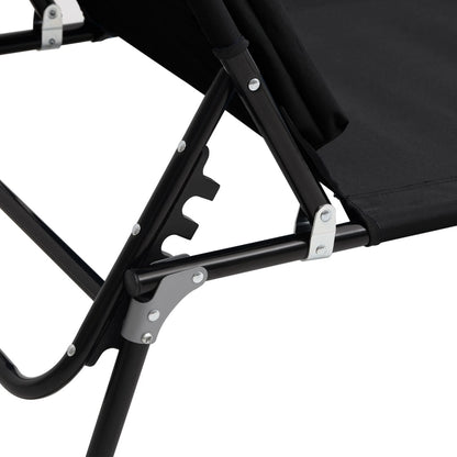 Folding sun lounger oxford fabric/black powder coated steel