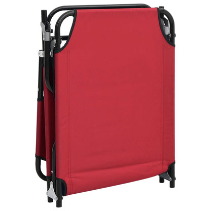 Folding sun lounger oxford fabric/red powder coated steel