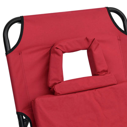 Folding sun lounger oxford fabric/red powder coated steel