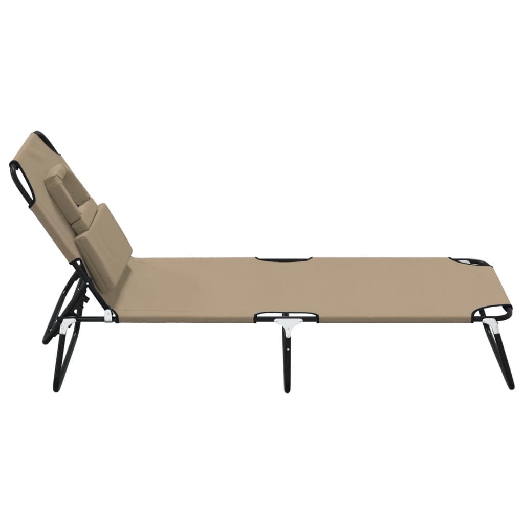 Folding sun lounger oxford fabric/steel grey-brown