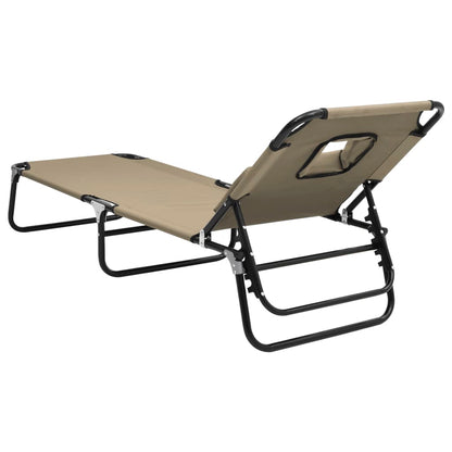Folding sun lounger oxford fabric/steel grey-brown