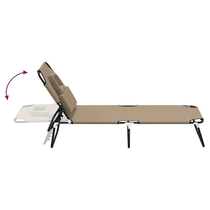 Folding sun lounger oxford fabric/steel grey-brown