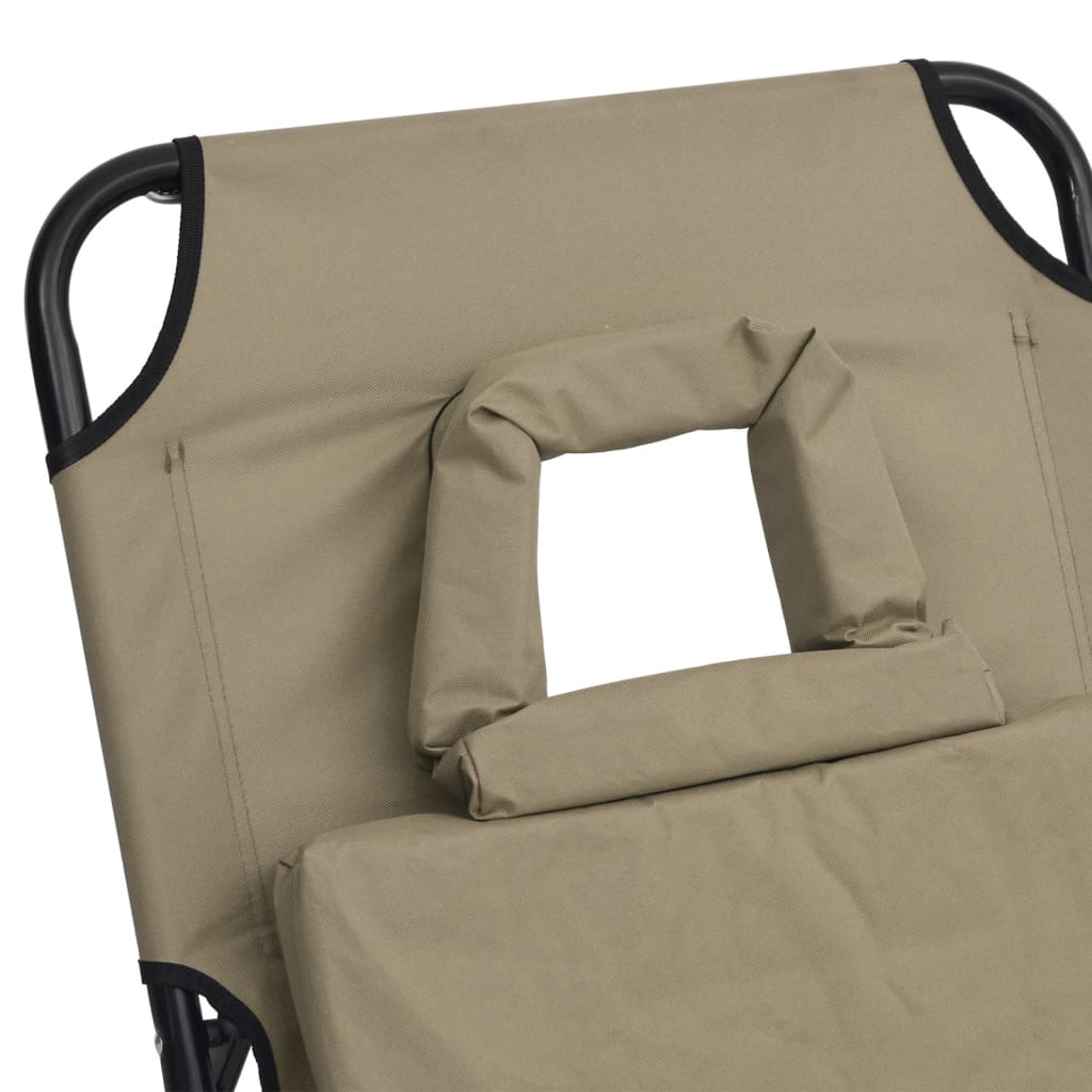 Folding sun lounger oxford fabric/steel grey-brown