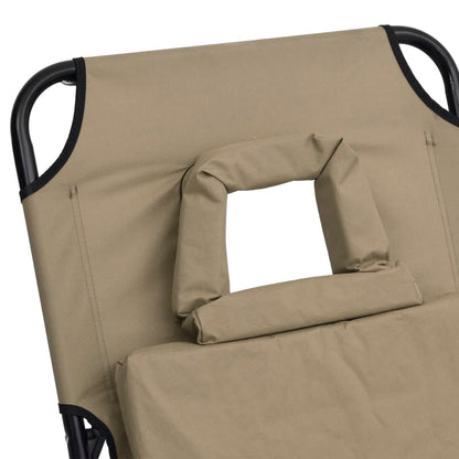 Folding sun lounger oxford fabric/steel grey-brown