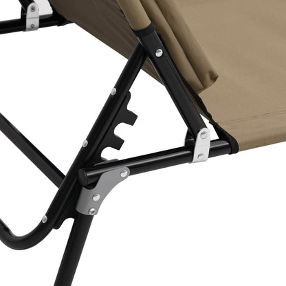Folding sun lounger oxford fabric/steel grey-brown