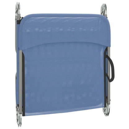 Folding sun loungers 2 pcs textilene and steel blue