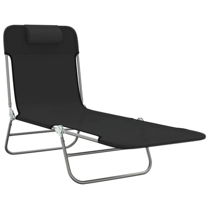 Folding sun loungers 2 pcs textilene and black steel