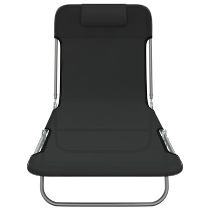 Folding sun loungers 2 pcs textilene and black steel