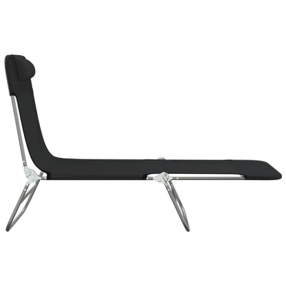 Folding sun loungers 2 pcs textilene and black steel