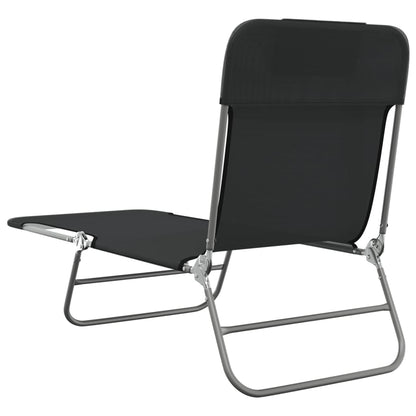 Folding sun loungers 2 pcs textilene and black steel