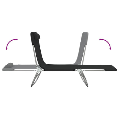 Folding sun loungers 2 pcs textilene and black steel