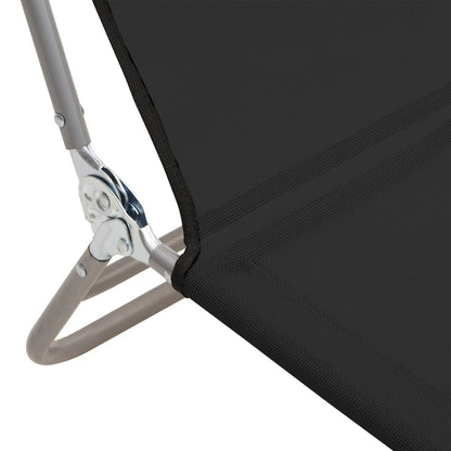 Folding sun loungers 2 pcs textilene and black steel