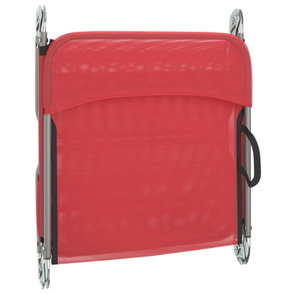 Folding sun loungers 2 pcs textilene and red steel