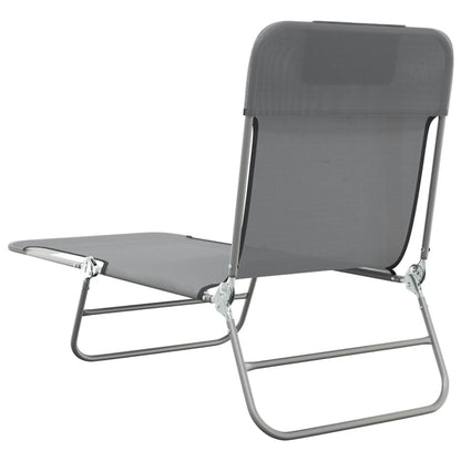 Folding sun loungers 2 pcs textilene and steel grey