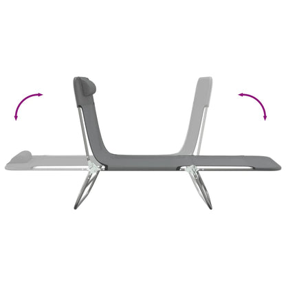 Folding sun loungers 2 pcs textilene and steel grey