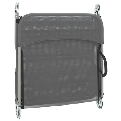 Folding sun loungers 2 pcs textilene and steel grey