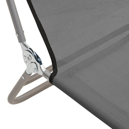 Folding sun loungers 2 pcs textilene and steel grey