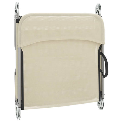 Folding sun loungers 2 pcs textilene and steel cream color