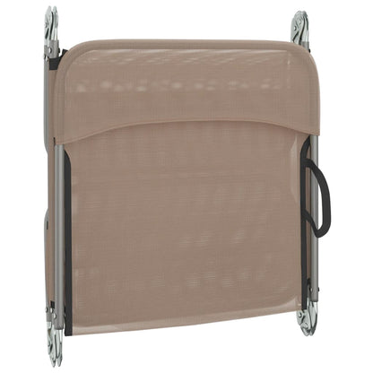Folding sun loungers 2pcs textilene/steel grey-brown