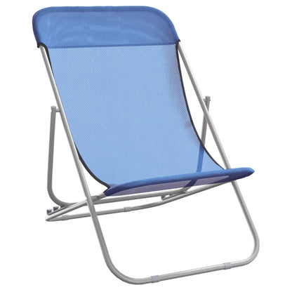 Folding beach chairs 2pcs textilene/powder coated steel blue