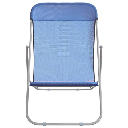Folding beach chairs 2pcs textilene/powder coated steel blue