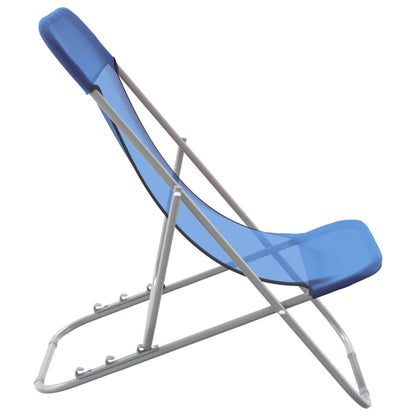 Folding beach chairs 2pcs textilene/powder coated steel blue