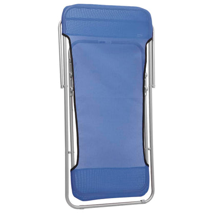 Folding beach chairs 2pcs textilene/powder coated steel blue