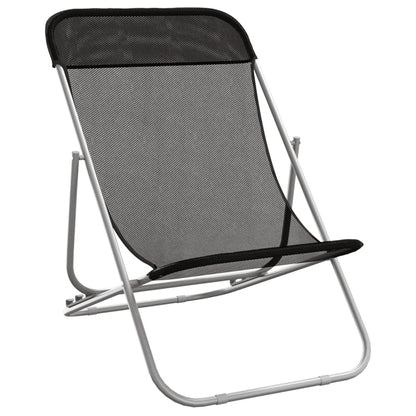 Folding Beach Chairs 2pcs Textilene/Black Powder Coated Steel