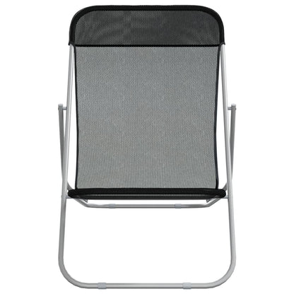 Folding Beach Chairs 2pcs Textilene/Black Powder Coated Steel