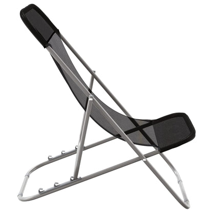 Folding Beach Chairs 2pcs Textilene/Black Powder Coated Steel