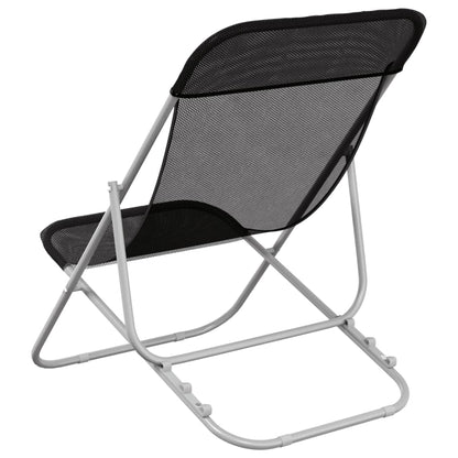 Folding Beach Chairs 2pcs Textilene/Black Powder Coated Steel