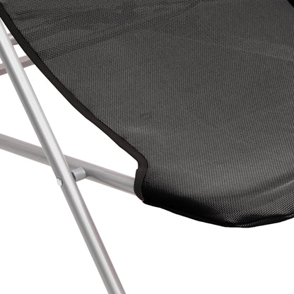 Folding Beach Chairs 2pcs Textilene/Black Powder Coated Steel