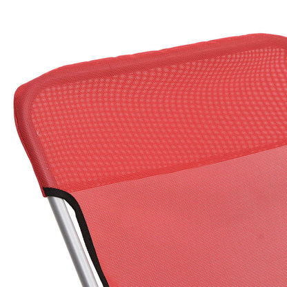Folding beach chairs 2pcs textilene/red powder coated steel