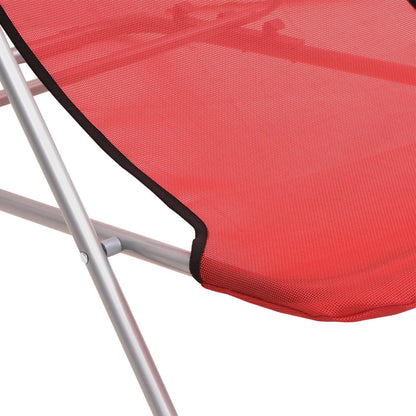 Folding beach chairs 2pcs textilene/red powder coated steel