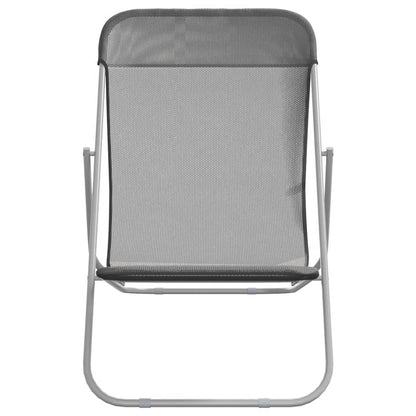 Folding Beach Chairs 2pcs Textilene/Steel Powder Coated Grey