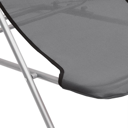 Folding Beach Chairs 2pcs Textilene/Steel Powder Coated Grey