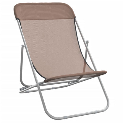 Folding beach chairs 2pcs textilene/steel powder coated brown