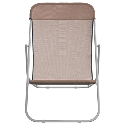 Folding beach chairs 2pcs textilene/steel powder coated brown