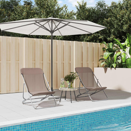 Folding beach chairs 2pcs textilene/steel powder coated brown