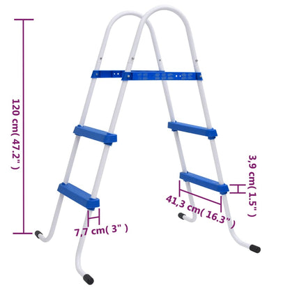 Escada para piscina 84 cm aço azul e branco