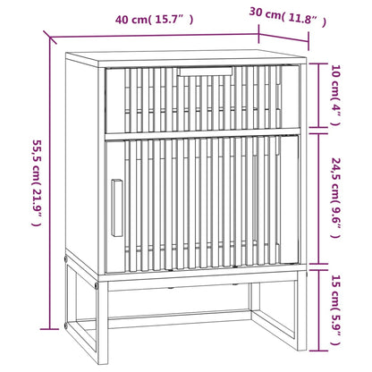 Bedside table 40x30x55.5 cm wood/black iron derivatives