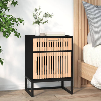 Bedside table 40x30x55.5 cm wood/black iron derivatives