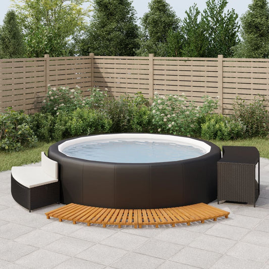 Black PE wicker and solid acacia wood bathtub surround