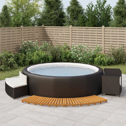 Black PE wicker and solid acacia wood bathtub surround
