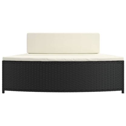 Spa benches with cushions 2 pcs black poly rattan