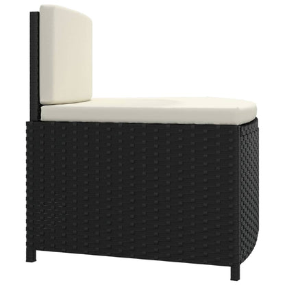 Spa benches with cushions 2 pcs black poly rattan