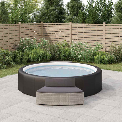Spa benches with cushions 2 pcs PE rattan grey