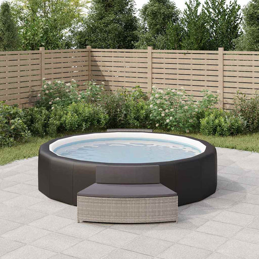 Spa benches with cushions 2 pcs PE rattan grey